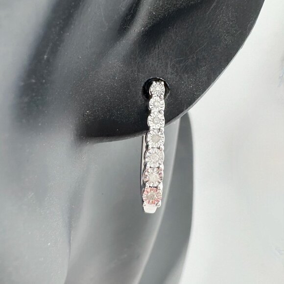 1/5 Carat Diamond Hoop Earrings - Picture 3 of 11
